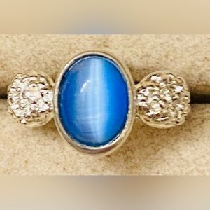 Radiant blue gemstone sterling silver ring